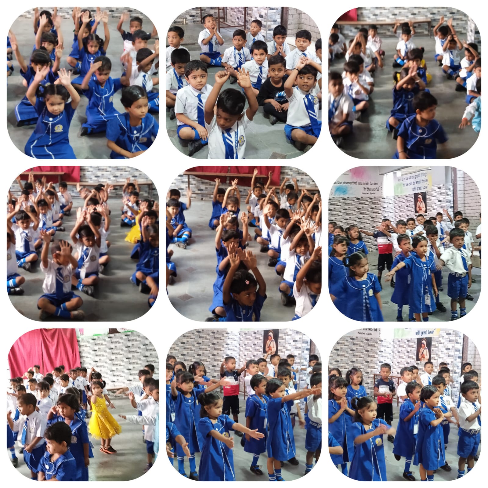 Kindergarten students during morning assembly